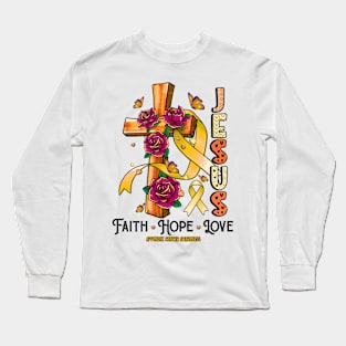 Appendix Cancer Awareness - Jesus Cross ribbon Faith Long Sleeve T-Shirt